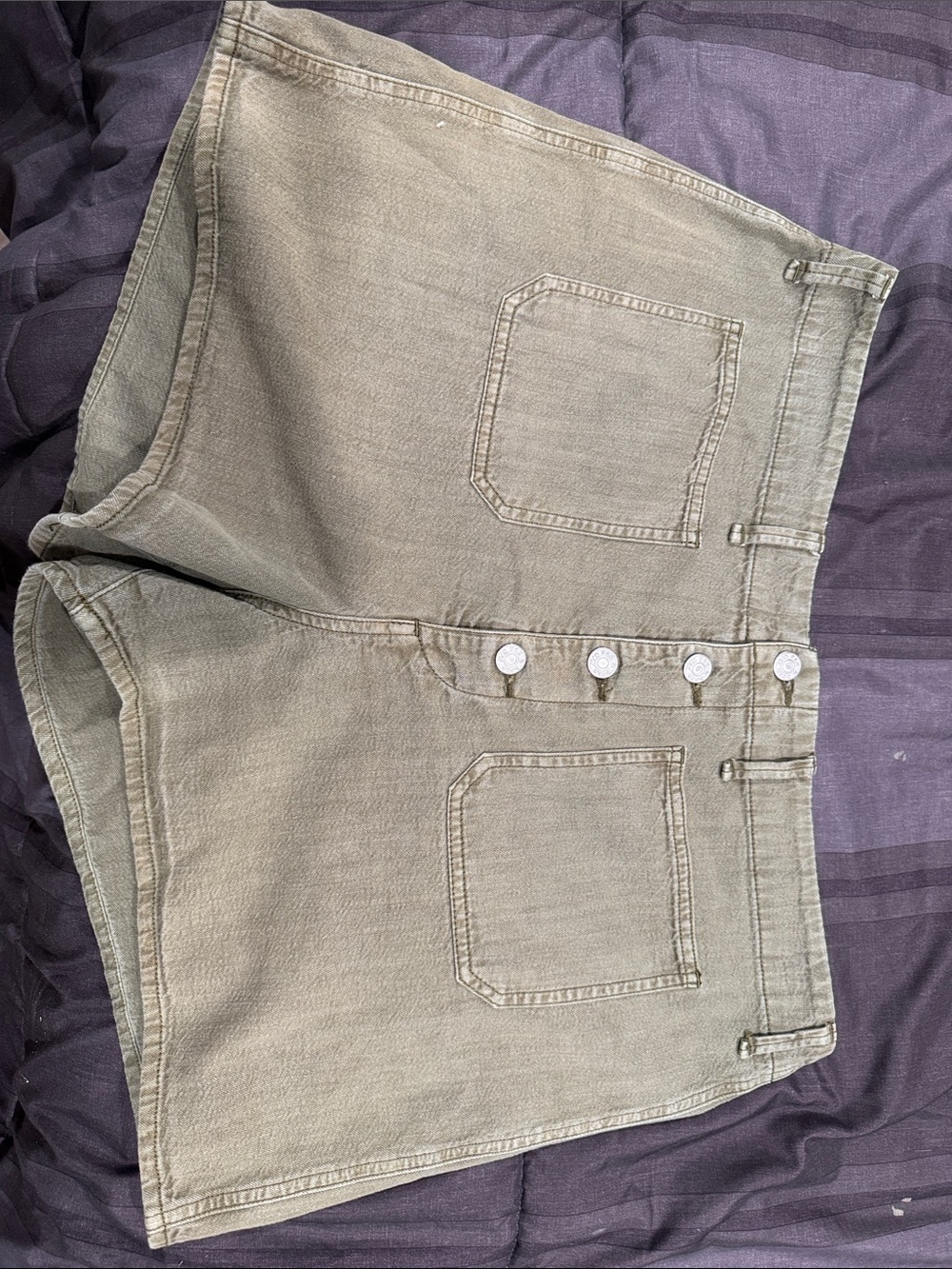 rag & bone Olive Green High-Rise Button-Fly Denim Shorts